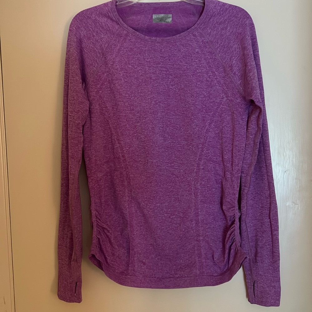 Athleta long sleeve Fast track top, light purple, size large